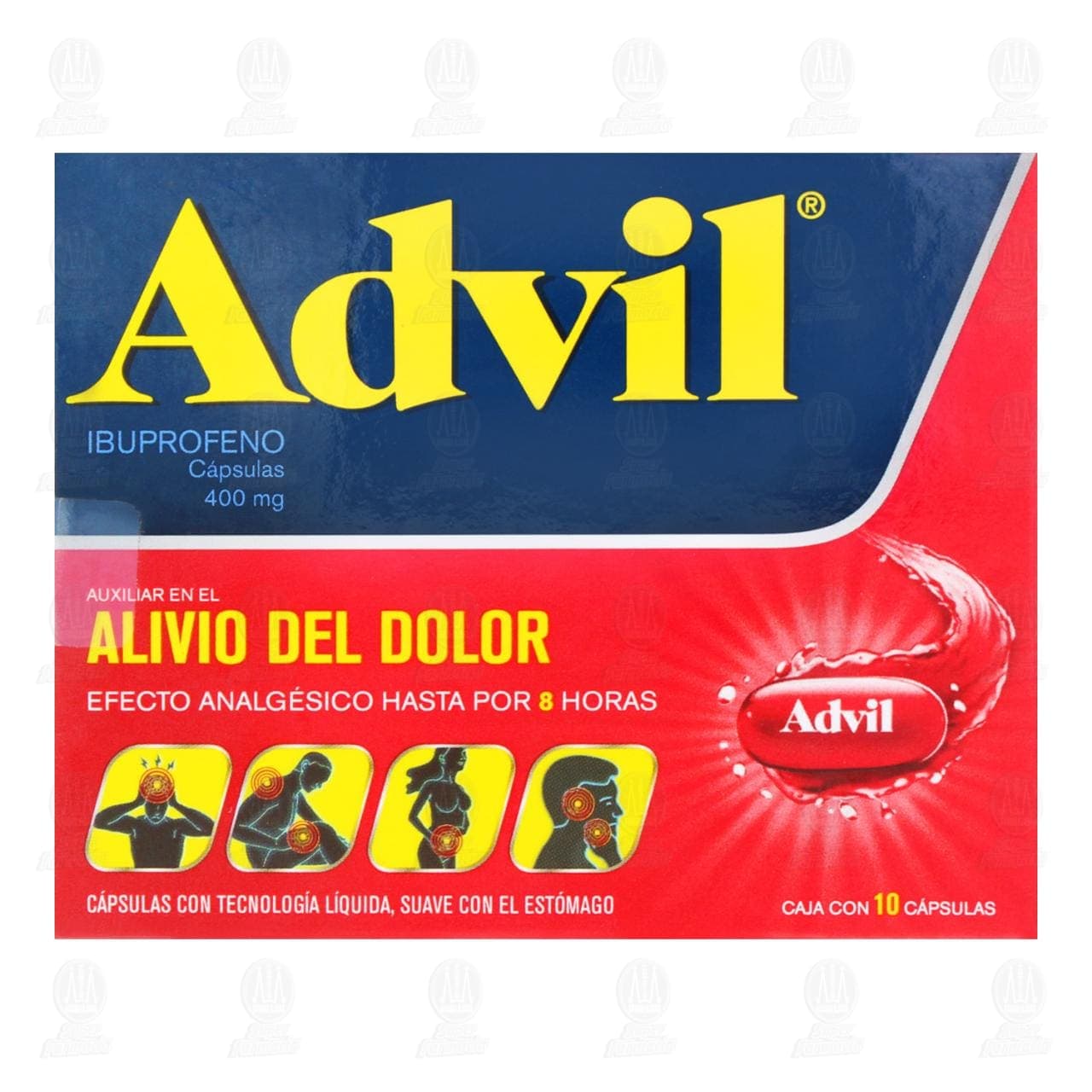Advil Ibuprofeno 400 mg cápsulas, caja con 10