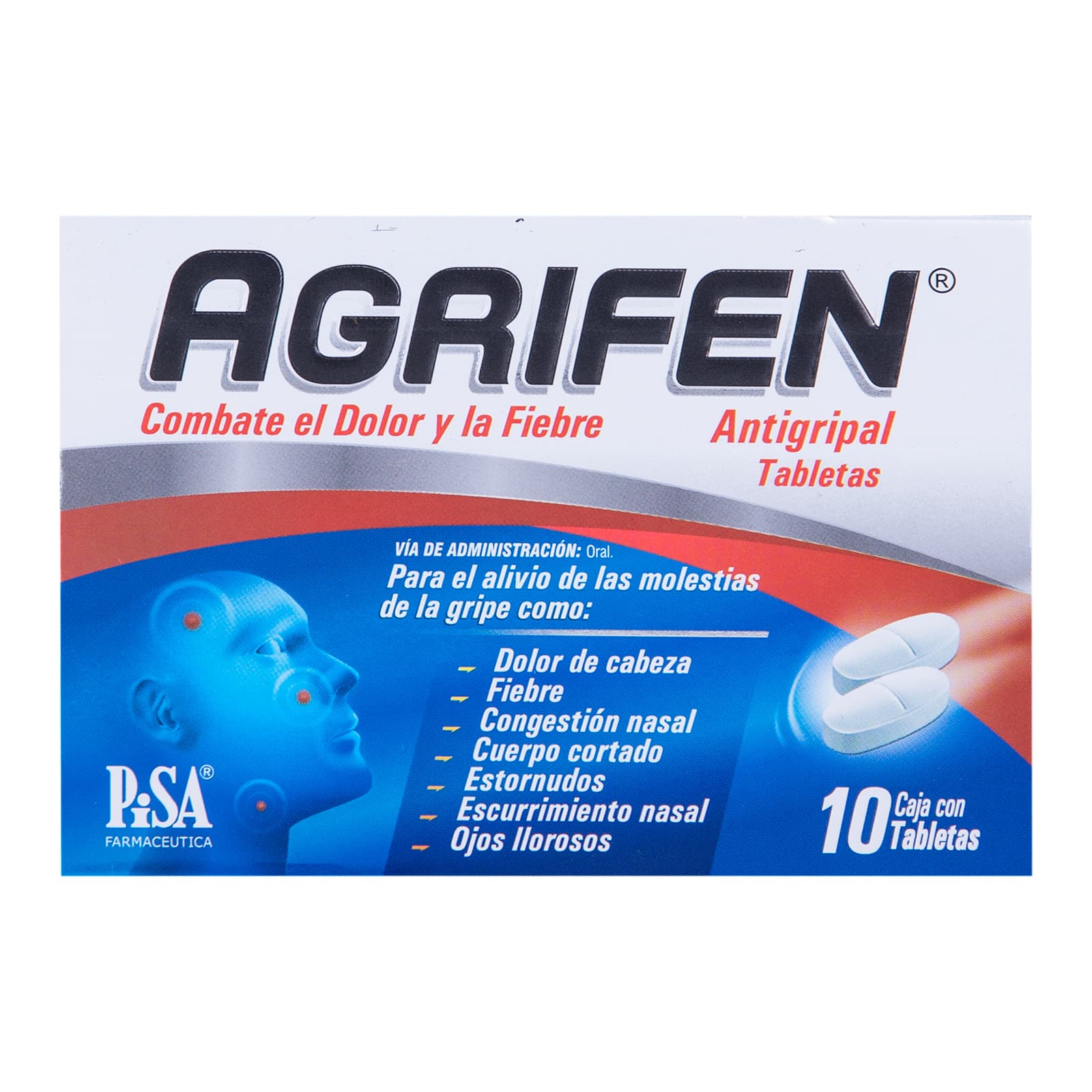 Agrifen Antigripal, caja con 10 tabletas