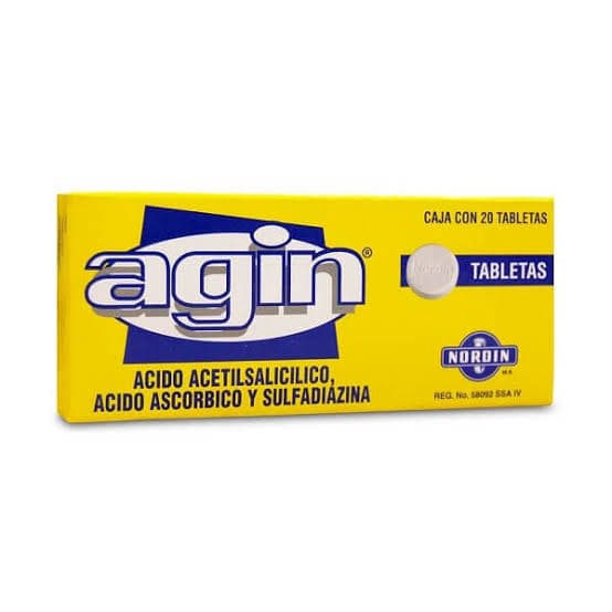 Agin 300 mg/250 mg/300 mg, caja con 20 tabletas